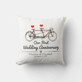 ビンテージ タンデム自転車 オーダーメイド 結婚記念日 クッション (正面)