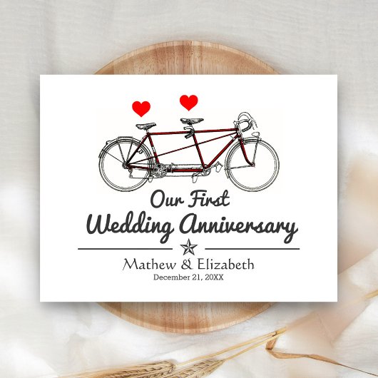 ビンテージ タンデム自転車 オーダーメイド 結婚記念日 ポストカード