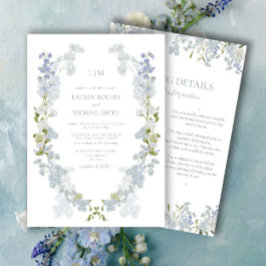 ビンテージ ダスティーブルー ガーデン モノグラム 詳細 ウェディング 招待状