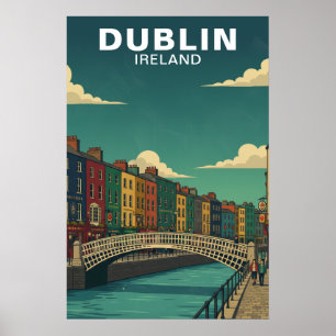 ビンテージ ダブリン アイルランド ハーペニー橋 旅行 ポスター