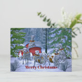 ビンテージ・ダルマチア犬のスレッド雪のクリスマス 招待状 (スタンド正面)