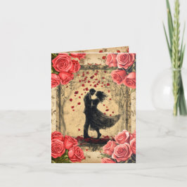 ビンテージ ダンシング カップル バレンタイン フラット ホリデー カード