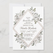 ビンテージ チェリッシュ ローズ ダイヤモンド ブライダル ブランチ シャワー 招待状 (正面)