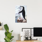 ビンテージ チンストラップ ペンギン、南極の鳥 ポスター (ホームオフィス)