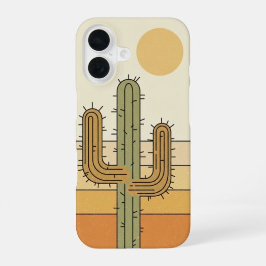ビンテージ デザート サボテン iPhone 16ケース (裏面)