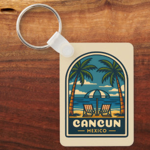 ビンテージ トラベル カンクン メキシコ ビーチ シーサイド レトロ キーホルダー