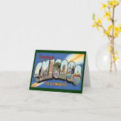 ビンテージ·トラベル、シカゴ·イリノイからのご挨拶 カード (黄色い花)