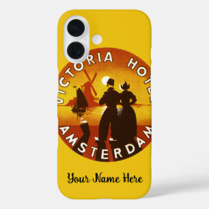 ビンテージ トラベル、ヴィクトリア ホテル、アムステルダム、オランダ iPhone 16ケース