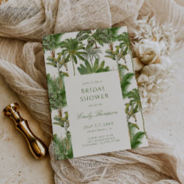 ビンテージ トロピカル パーム ツリー パターン ブライダル シャワー 招待状