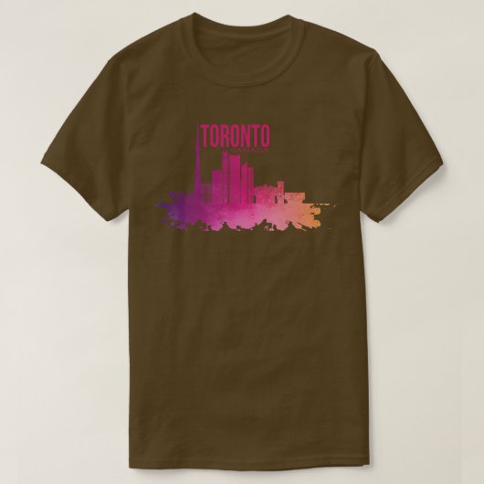 ビンテージ トロント スカイライン 水彩画 Tシャツ (デザイン正面)