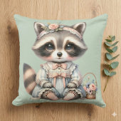 ビンテージ ドレス コテージコア ラクーン パステル クッション