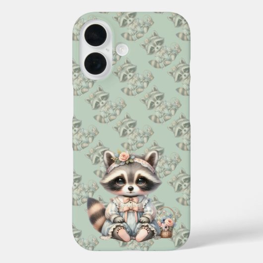 ビンテージ ドレス コテージコア ラクーン パステル Case-Mate iPhoneケース (裏面)