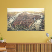 ビンテージ ニューヨヨーク市, マンハッタン, ブルックリン橋 キャンバスプリント (インサイチュ (リビング))