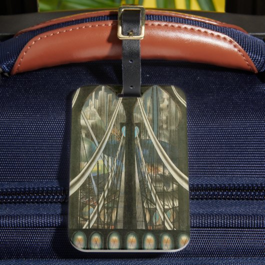 ビンテージ ニューヨーク 建築, ブルックリン橋 ラゲッジタグ (正面インサイチュ2)