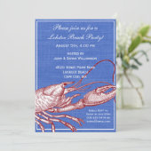 ビンテージ ネイビー ロブスター バイク ビーチ パーティー 招待状 (スタンド正面)