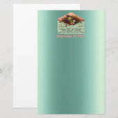 ビンテージ ネスティング バード ピンク ティール ピンク 便箋 (正面/裏面)