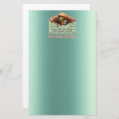 ビンテージ ネスト 鳥 ピンク ティール ピンク 便箋 (正面/裏面)