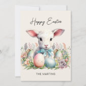 ビンテージ ハッピーイースター ラム パステル イースターエッグス シーズンカード (正面)