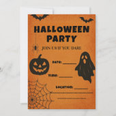 ビンテージ ハロウィンパーティー 招待状 | 不気味なアイコン (正面)