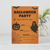 ビンテージ ハロウィンパーティー 招待状 | 不気味なアイコン (スタンド正面)