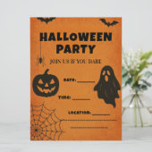 ビンテージ ハロウィンパーティー 招待状 | 不気味なアイコン (スタンド正面)