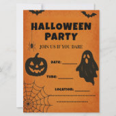 ビンテージ ハロウィンパーティー 招待状 | 不気味なアイコン (正面)