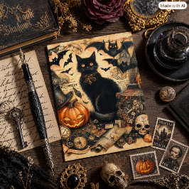 ビンテージ ハロウィン ブラックキャット ホリデー シーズンポストカード