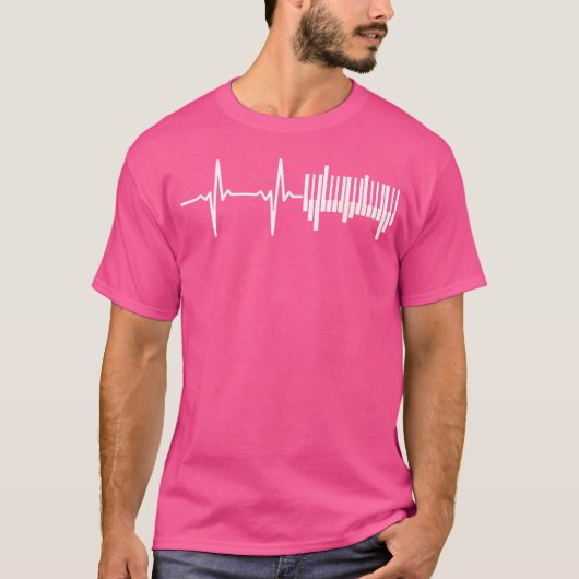 ビンテージ ハートビート ピアノ キーボード Tシャツ (正面)