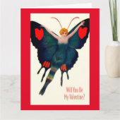 ビンテージ バタフライ レディ バレンタイン カード (正面)