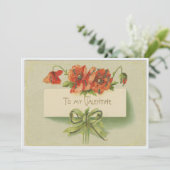 ビンテージ バレンタインに贈る赤いポピーと緑 シーズンカード (スタンド正面)