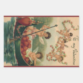 ビンテージ バレンタインデー ヴィクトリアンな天使が船に乗っている ラッピングペーパーシート (正面3)