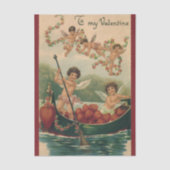 ビンテージ バレンタインデー ヴィクトリアン 恋愛の天使が舟に乗って 薄葉紙 (正面)
