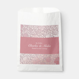 ビンテージ パステルピンク シルバー フローラル フェイバーバッグ