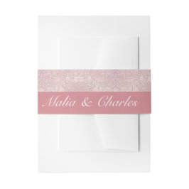 ビンテージ パステルピンク シルバー フローラル 招待状ベリーバンド