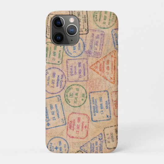ビンテージ パスポートスタンプ カラフルな旅行の資料 Case-Mate iPhoneケース (裏)