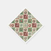 ビンテージ パッチワーク キルト クリスマスパターン スタンダードカクテルナプキン (角)