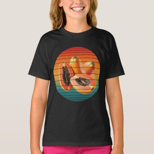 ビンテージ パパイヤ フルーツ 健康食品 ヴィーガン Tシャツ (正面)