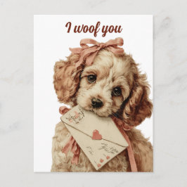 ビンテージ・パピー・バレンタインデー "I woof you" ポストカード