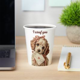 ビンテージ・パピー・バレンタインデー "I woof you" 紙コップ