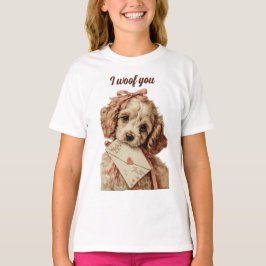 ビンテージ・パピー・バレンタインデー "I woof you" Tシャツ