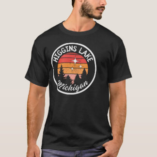 ビンテージ ヒギンズ湖 ミシガン州 湖 日没 アップノース Tシャツ