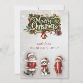 ビンテージ ビクトリアン サンタ キャット クリスマス フラット (正面)