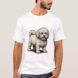 ビンテージ・ビション・フリーゼ: クラシックな彫刻風の犬好きデザイン Tシャツ