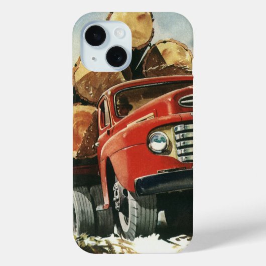 ビンテージ ビジネス, トラックに積まれた材木と樵 Case-Mate iPhoneケース (裏面)