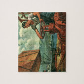 ビンテージ ビジネス、ドックワーカーと石油タンカー船、 ジグソーパズル (縦)