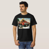 ビンテージ ビジネス、伐採トラックと樵 Tシャツ (正面フル)