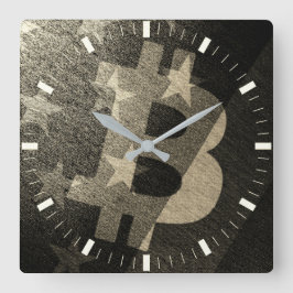 ビンテージ ビットコイン アメリカ ₿ スクエア壁時計
