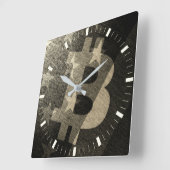 ビンテージ ビットコイン アメリカ ₿ スクエア壁時計 (傾斜)
