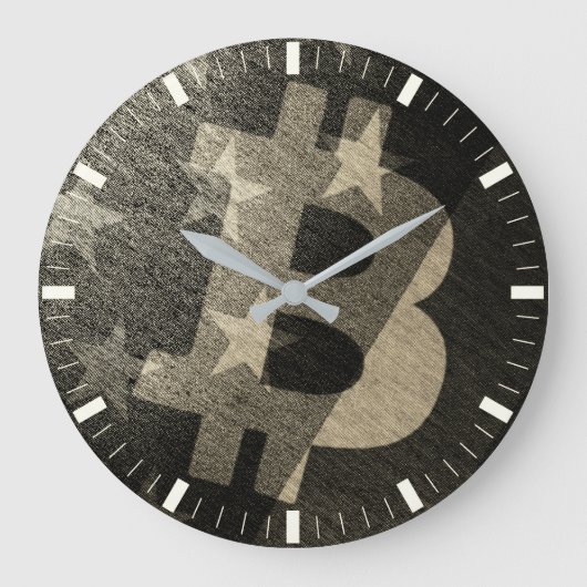 ビンテージ ビットコイン アメリカ ₿ ラージ壁時計 (正面)