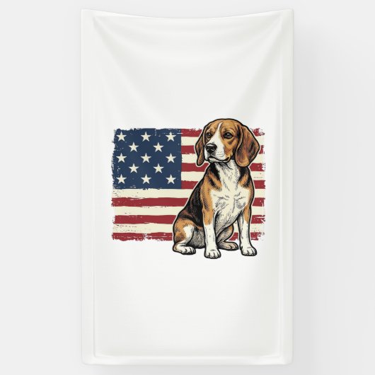 ビンテージ ビーグル 愛国旗 ドッグTシャツ デザイン 1 横断幕 (縦)